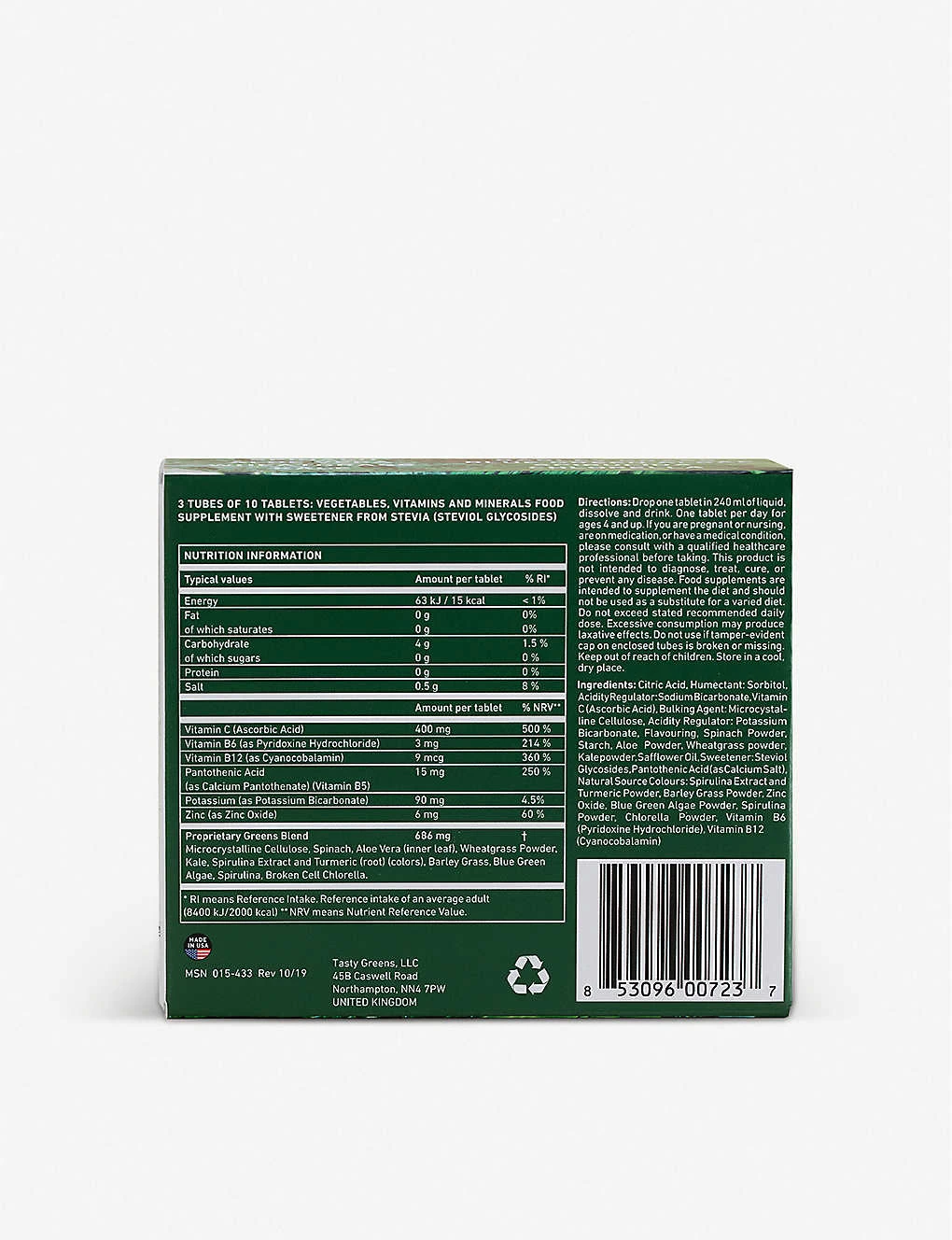 Effervescent Greens Supplement 30 Tablets 300g 5 Effervescent Greens Supplement 30 Tablets 300g - Image 3