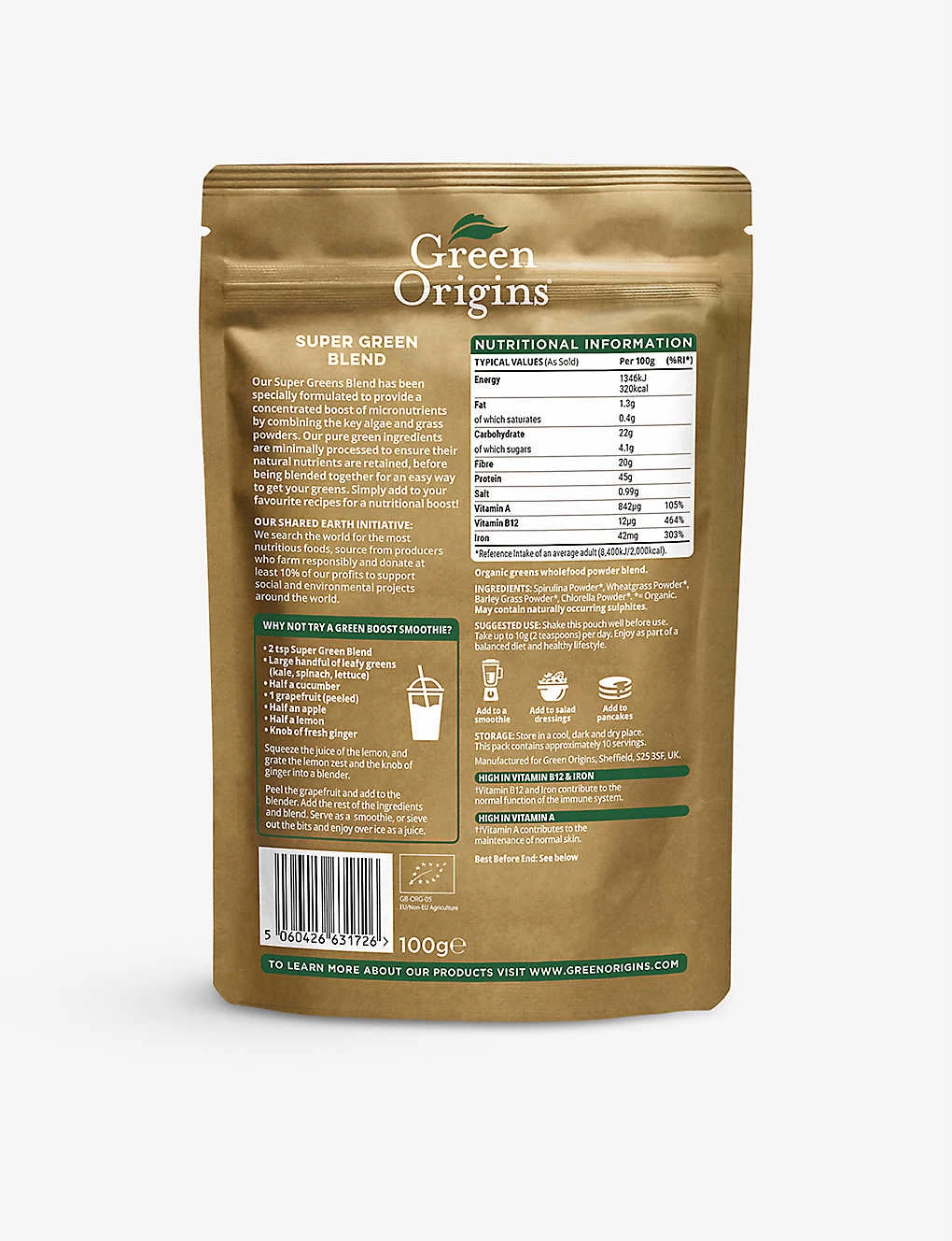 Go Organic Super Greens Powder 100g 4 Go Organic Super Greens Powder 100g - Image 2